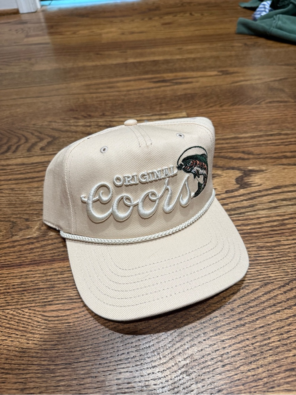 Coors NWT Cream Trucker Hat with Fish Embroidery